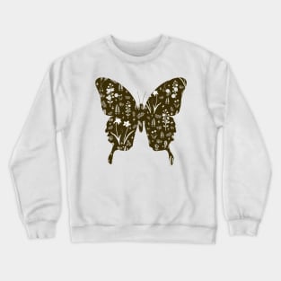 White Flowers in Brown Camo Colors Crewneck Sweatshirt